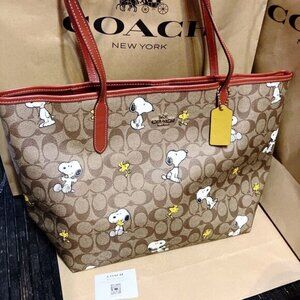 NWT Coach Snoopy Woodstock City Tote